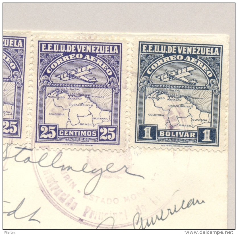 Curacao - 1931 - 3 Stamps On PAA Flight Cover Van Maracaibo / Venezuela Naar Willemstad / Curacao - Curazao, Antillas Holandesas, Aruba