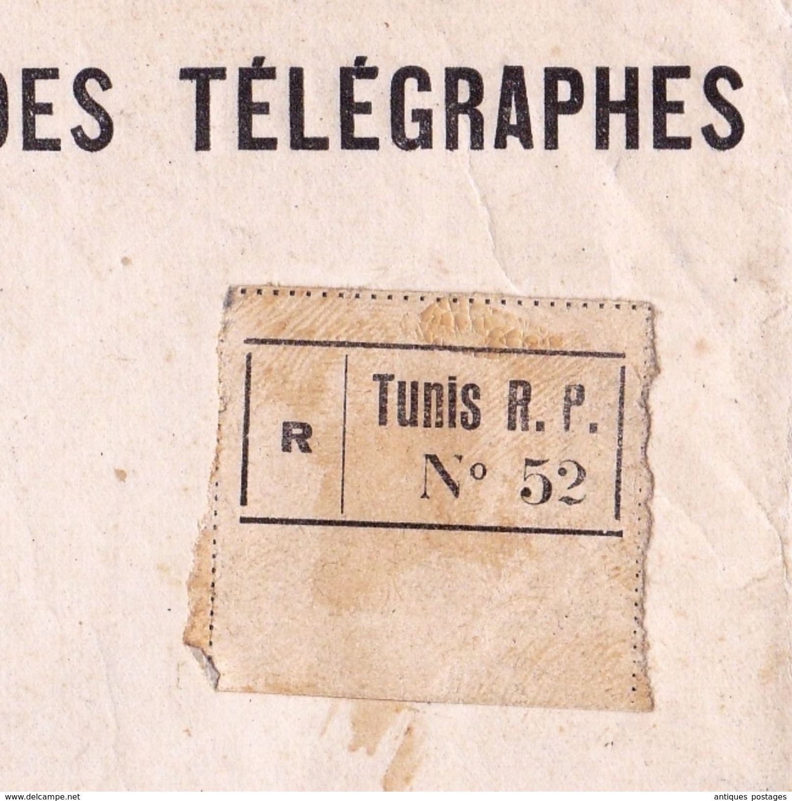 Tunis Tunisie Protectorat Français Lettre Recommandée 1936 Direction Des Postes Et Des Télégraphes Seclin - Other & Unclassified