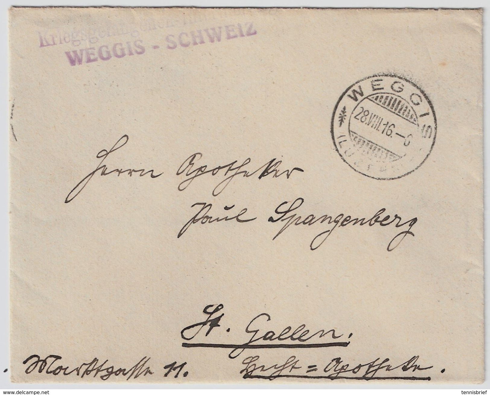 1916, Internierten-Stp. " WEGGIS "   , #8483 - Sonstige & Ohne Zuordnung