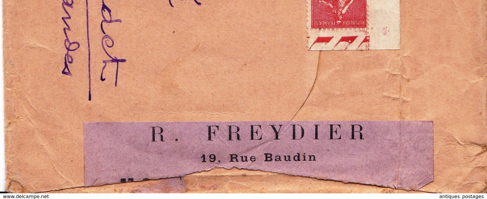 Lettre Recommandée Montpellier Hérault Bande De 4 Semeuse Lignée Freydier Rue Baudin Montpellier - 1903-60 Semeuse Lignée