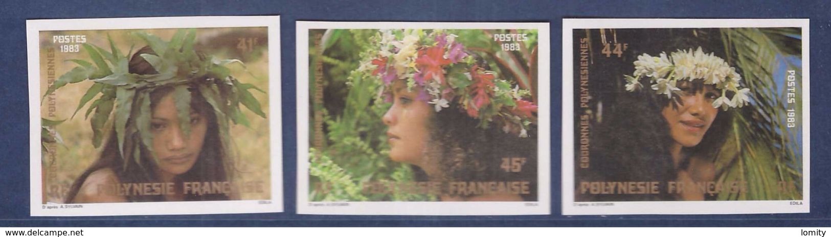 Polynesie Française Timbre Non Dentelé Neuf Luxe ** Série Complète N° 205 à 207 Cote 30€ - Imperforates, Proofs & Errors