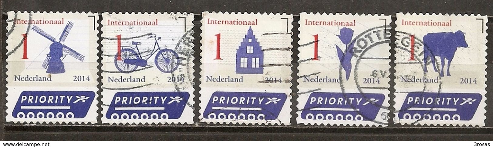 Pays-Bas Netherlands 2014 Cyclisme Cycling Architecture, Tulipe Bicycle, Moulin Windmill Set Complete Obl - Usados