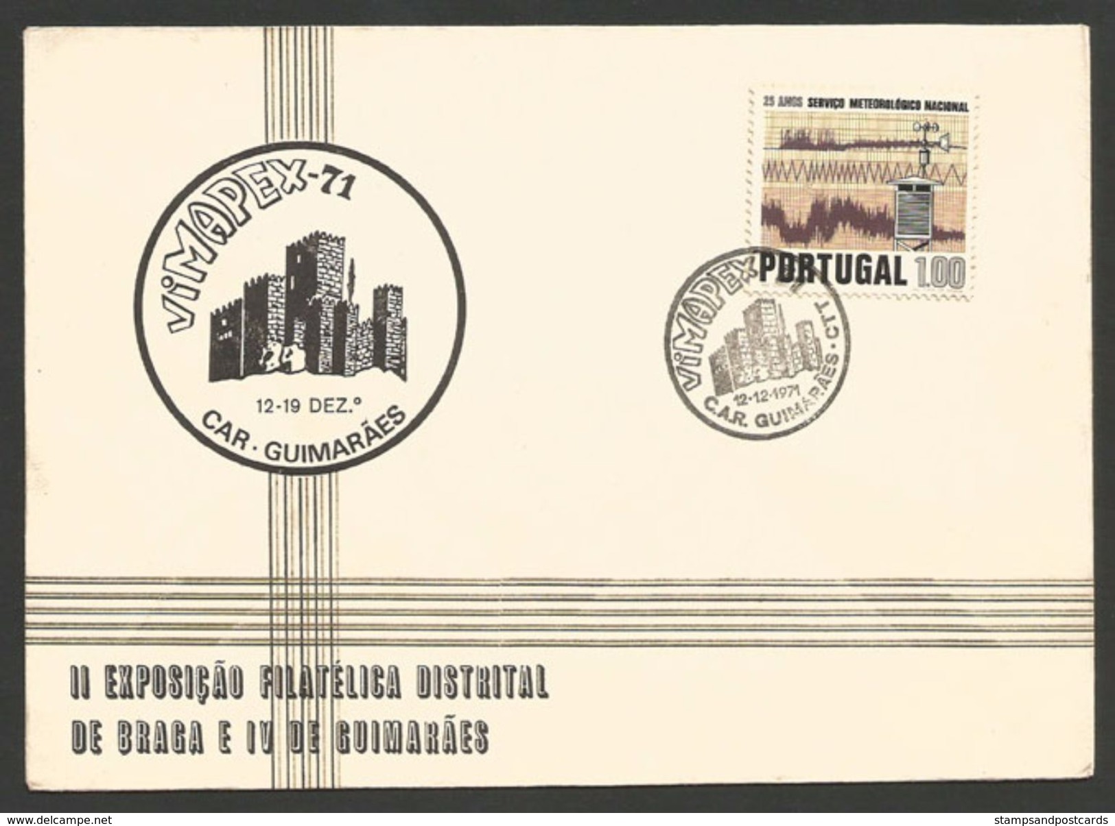 Portugal Cachet Commémoratif  Expo Philatelique Guimarães Chateau 1971 Event Pmk Philatelic Expo Guimarães Castle - Flammes & Oblitérations