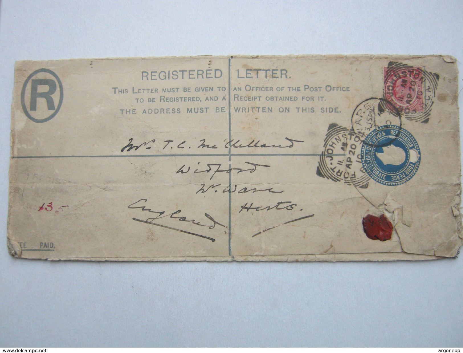 NYASSALAND , Registered Letter  1910 To UK , Poor Condition - Other & Unclassified