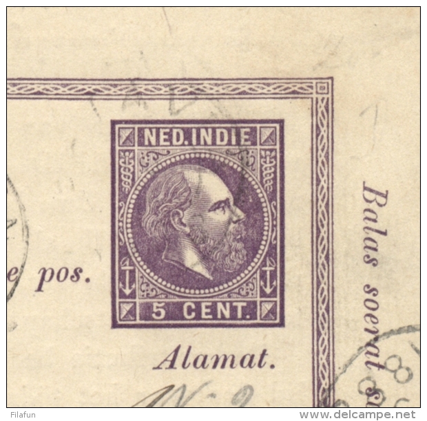 Nederlands Indië - 1888 - 5+5 Cent Briefkaart Willem III, Particulier Bedrukt My Nijverheid En Landbouw Naar KR KRAKSAAN - Nederlands-Indië