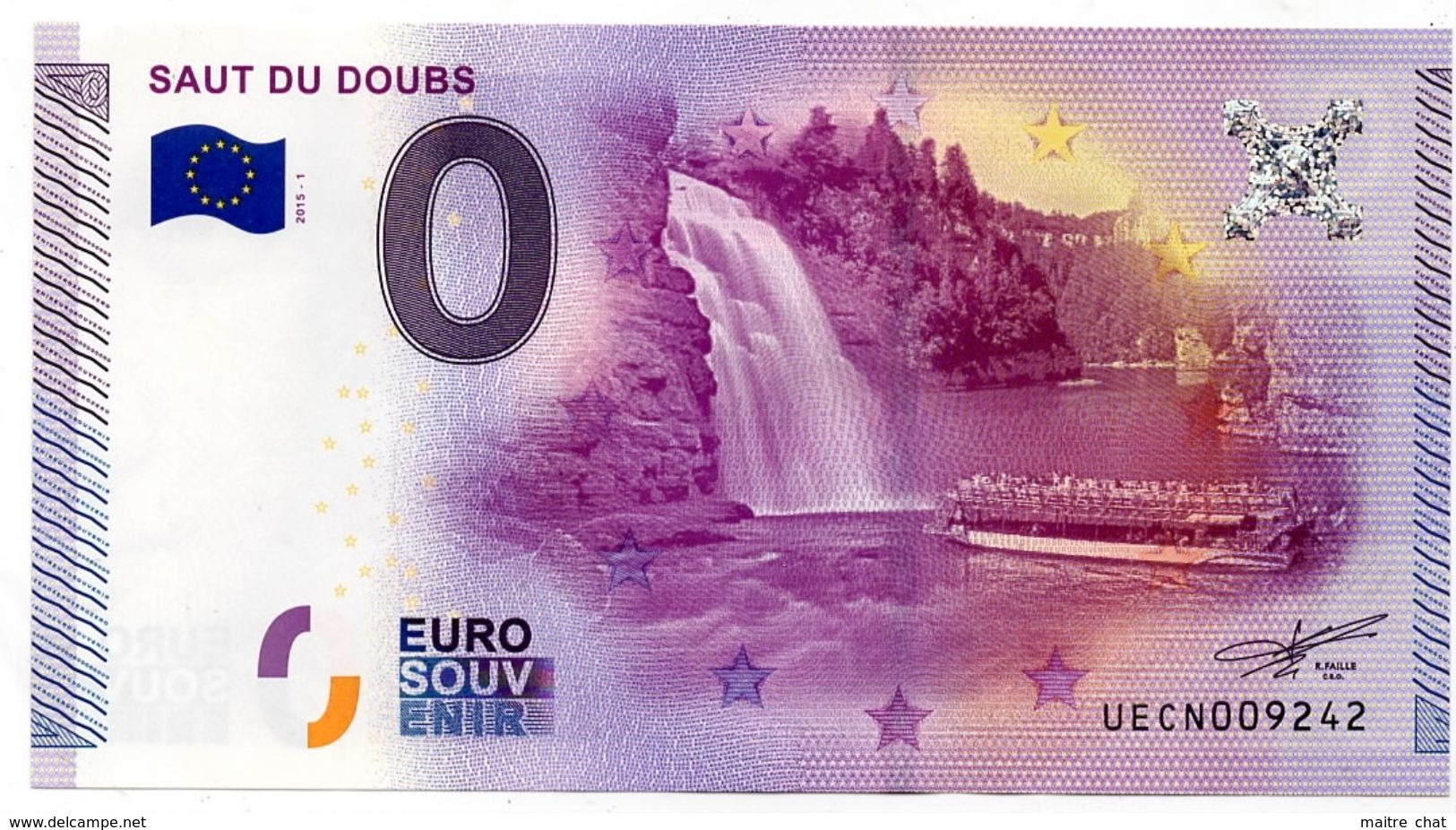 Billet Touristique Souvenir 0 Euro : Saut Du Doubs - Essais Privés / Non-officiels