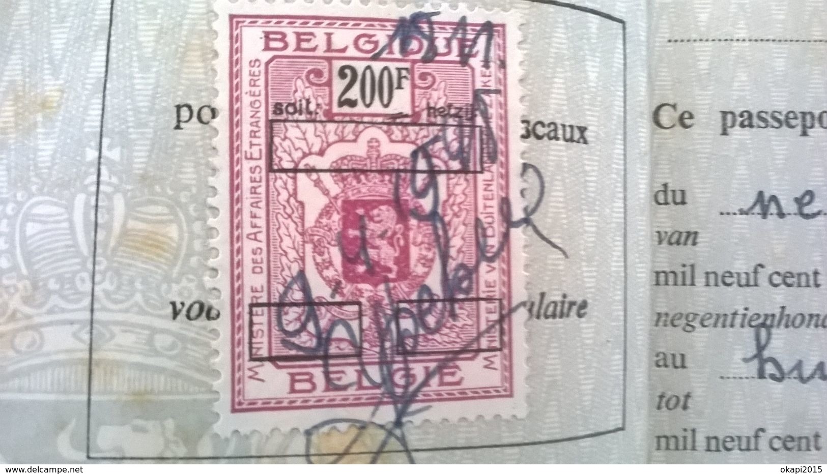 VIEUX PASSEPORT BELGIQUE REISPAS BELGIË  PASSPORT BELGIUM EN PAPIER ET EN CARTON ANNÉE 1948 . GUERRE 1940 - 1945. - Historical Documents