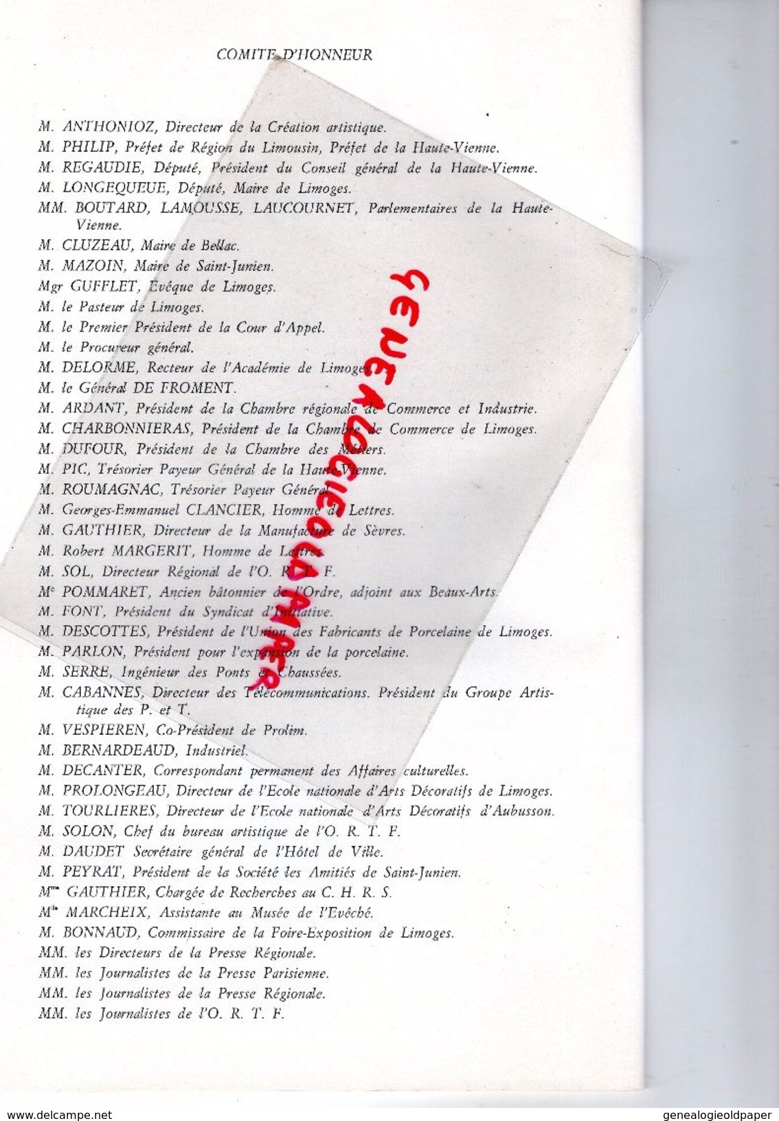 87- LIMOGES- PROGRAMME EMAUX LIMOUSINS -2E SALON 1969-CLANCIER-MARGERIT-BLANCHER-HAVILAND-BETOURNE-BARLAUD-FAURE-KLEIN - Programma's