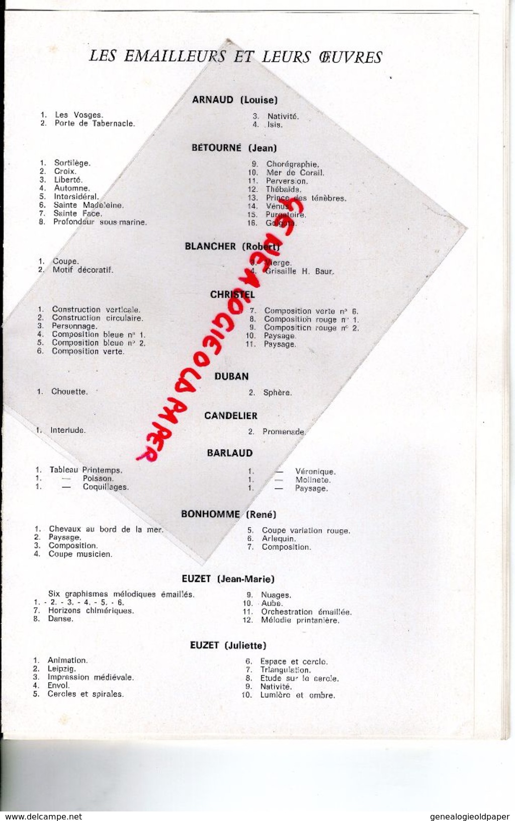87- LIMOGES- PROGRAMME EMAUX LIMOUSINS -2E SALON 1969-CLANCIER-MARGERIT-BLANCHER-HAVILAND-BETOURNE-BARLAUD-FAURE-KLEIN