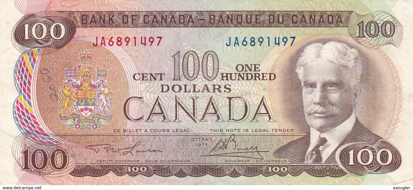 CANADA 100 DOLLARS 1975 VF P-91a )free Shipping Via Registered Air Mail) - Canada