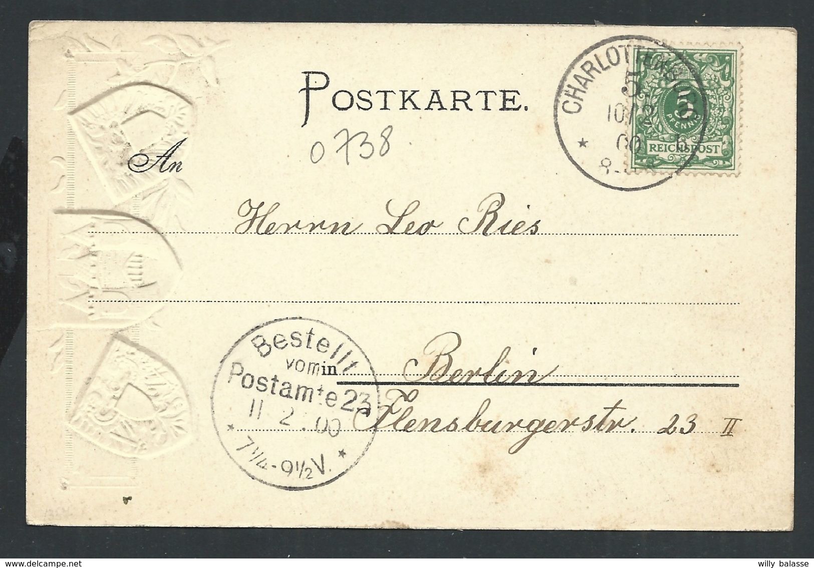 +++ CPA - Allemagne - CHARLOTTENBURG - Carte Fantaisie - Embossed - Relief Gaufrée - Argent  // - Charlottenburg