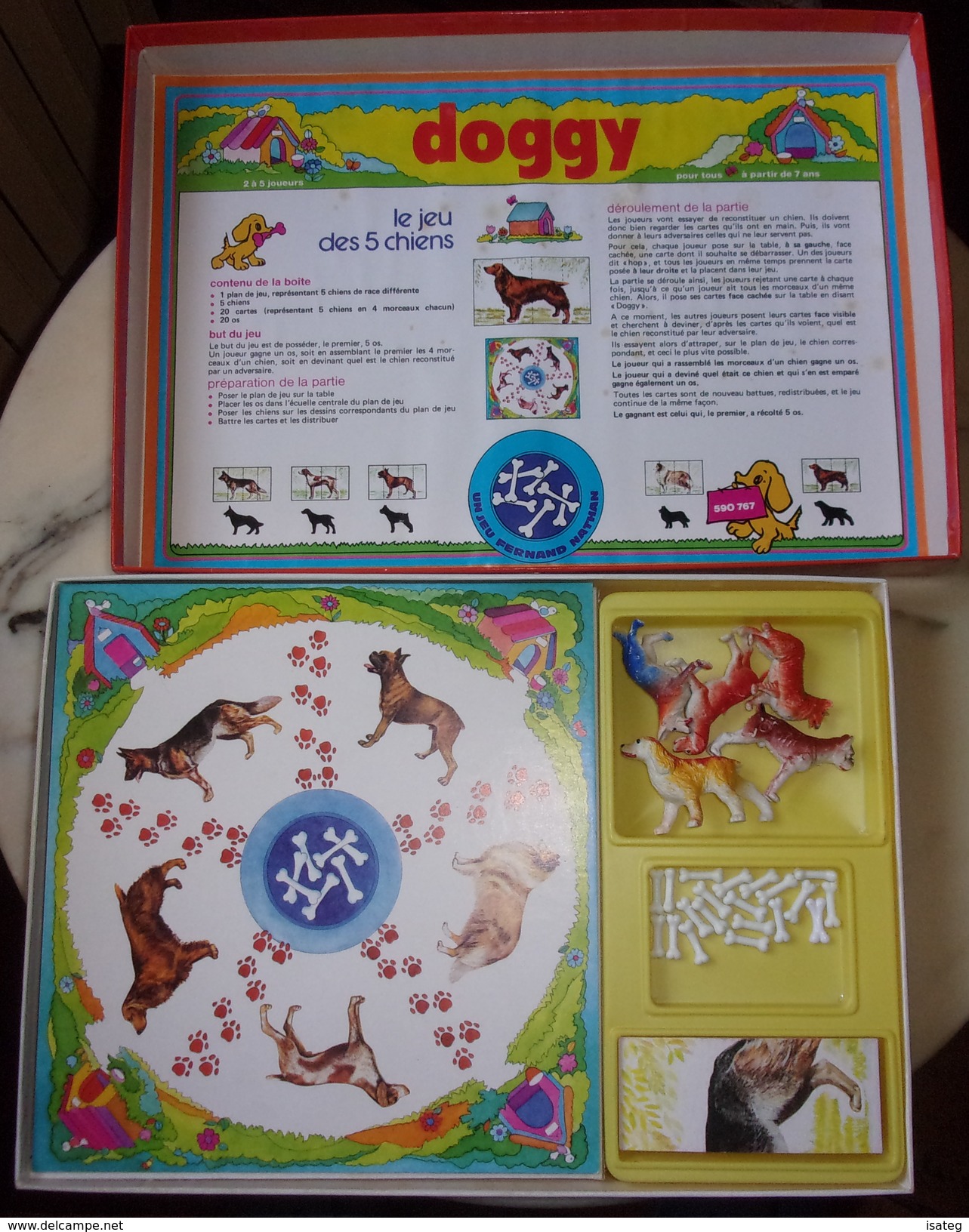 JEU DE SOCIETE VINTAGE "Doggy Le Jeu Des 5 Chiens" - Nathan - Autres & Non Classés