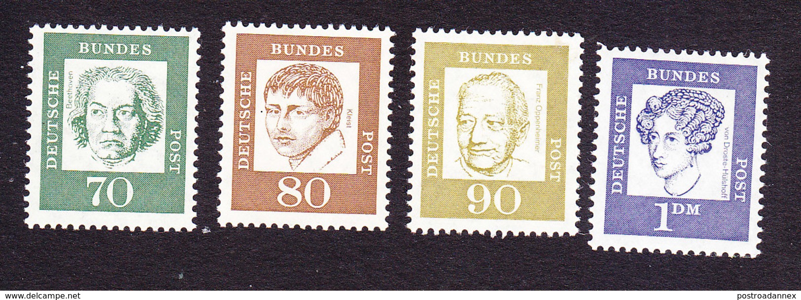 Germany, Scott #835-838, Mint Never Hinged, Portraits, Issued 1961 - Unused Stamps