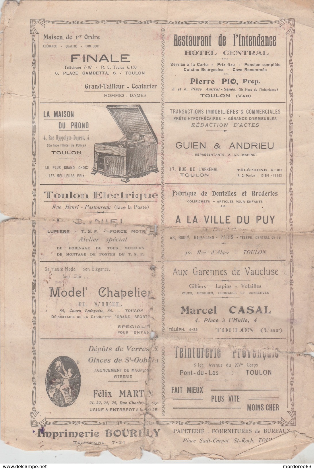 CHANSON OFFICIELLE DU CARNAVAL DE TOULON 1929-      TDA225 - Partitions Musicales Anciennes
