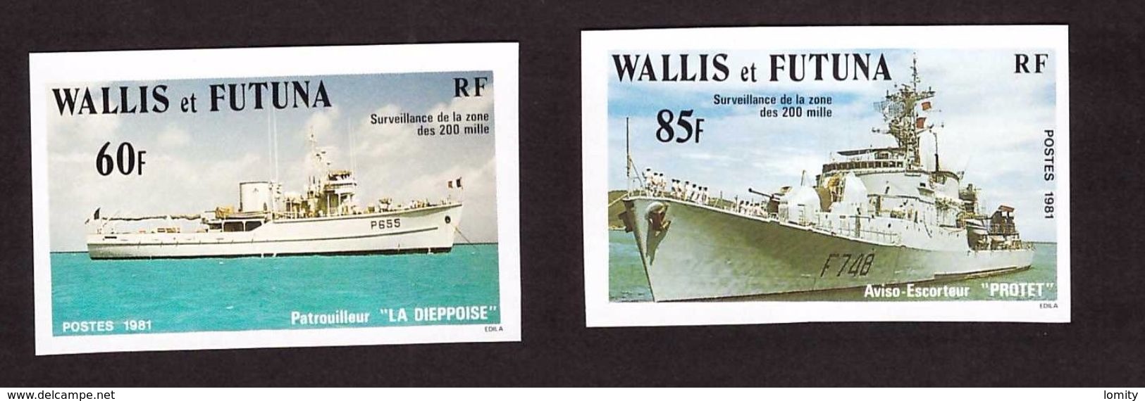 Wallis Et Futuna Timbre Non Dentelé Neuf Luxe ** N° 279 Et 280 Bateau Patrouilleur Aviso Escorteur - Geschnittene, Druckproben Und Abarten