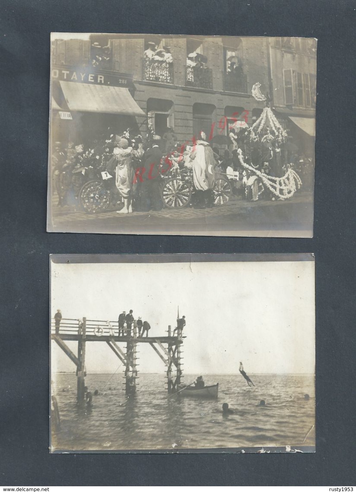 2 ANCIENNES PHOTOS ORIGINALE DU HAVRE CHARS & BAIGNADE LIRE : - Plaatsen