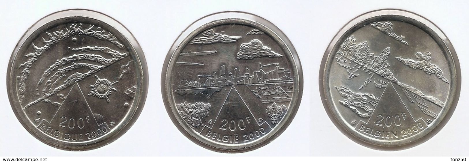200 Frank 2000 Frans - Vlaams - Duits * MILLENNIUM * F D C * Nrs 9703/05 - 200 Francs