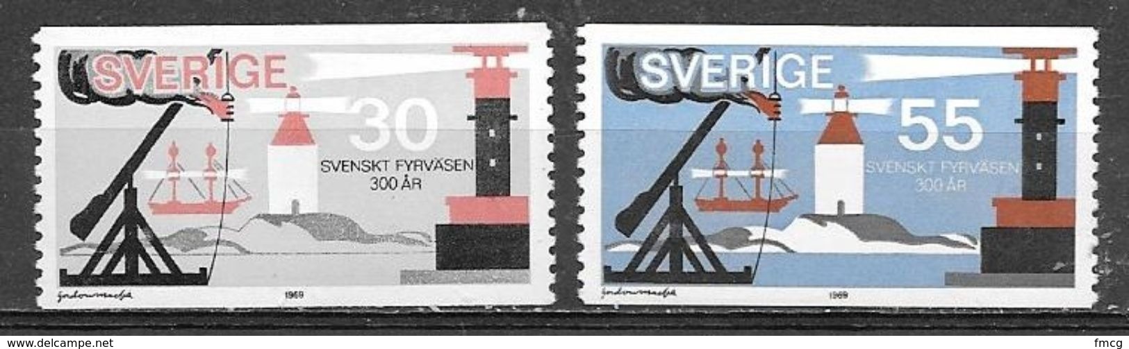 1969 Lighthouses, Set Of 3, Mint Light Hinged - Unused Stamps