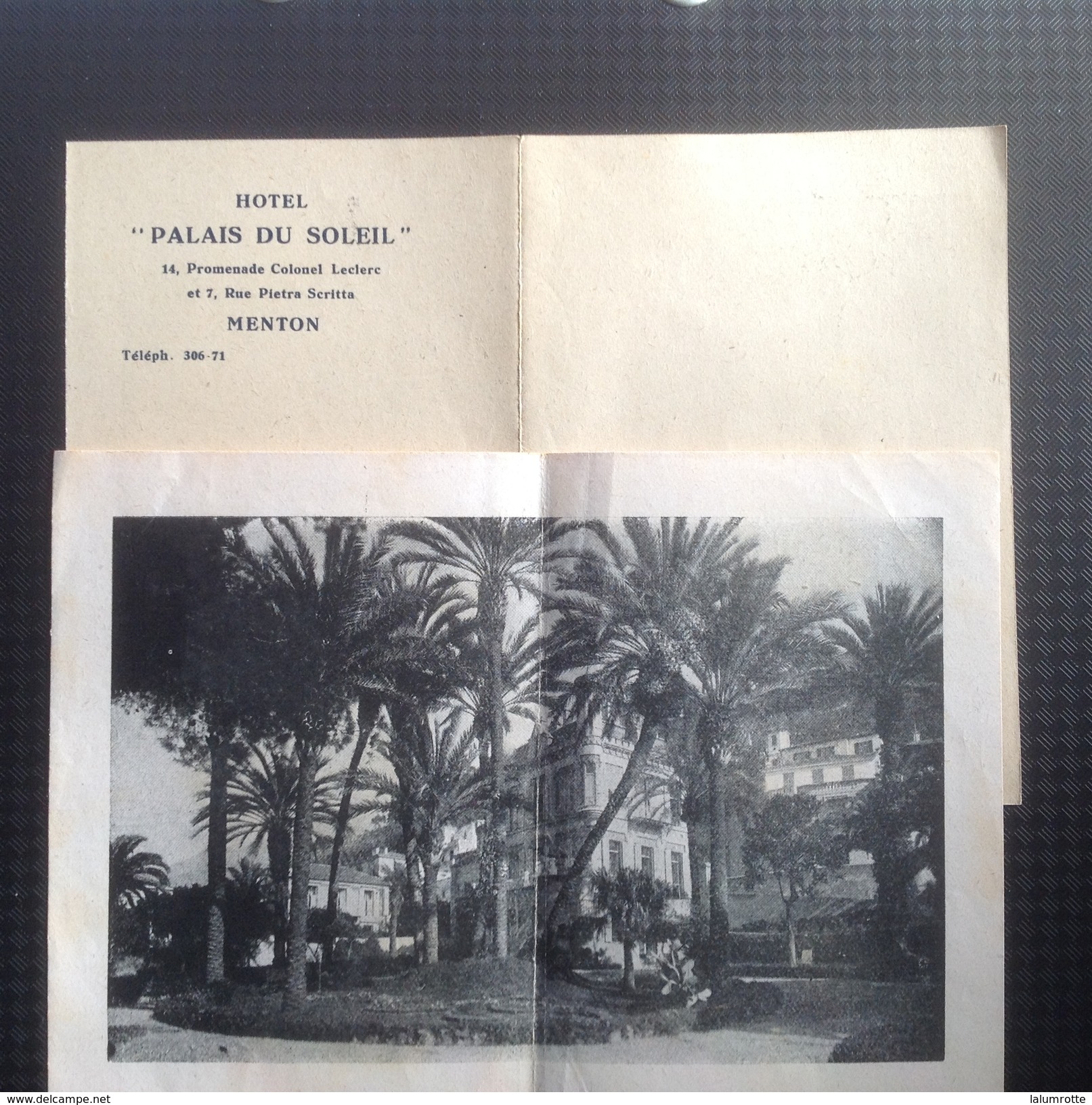 MW. 53. Petite Feuille Publicitaire Avec Photo De L'Hotel " Palais Du Soleil" à Menton - Publicités