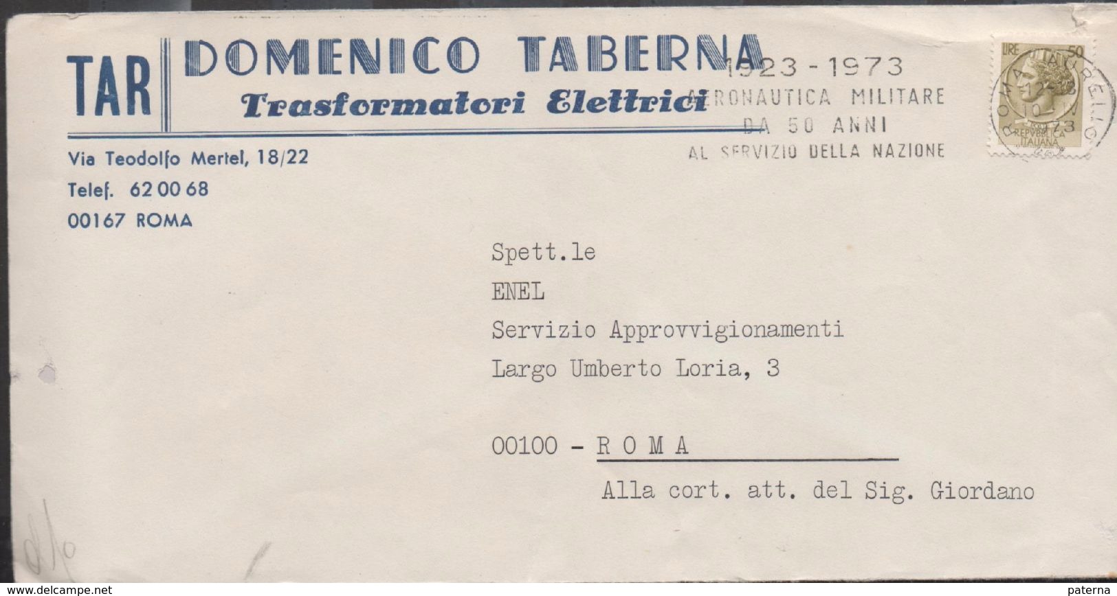 3185    Carta Roma Aurelio 1973, Flamme Aeronáutica Militare - 1971-80: Poststempel