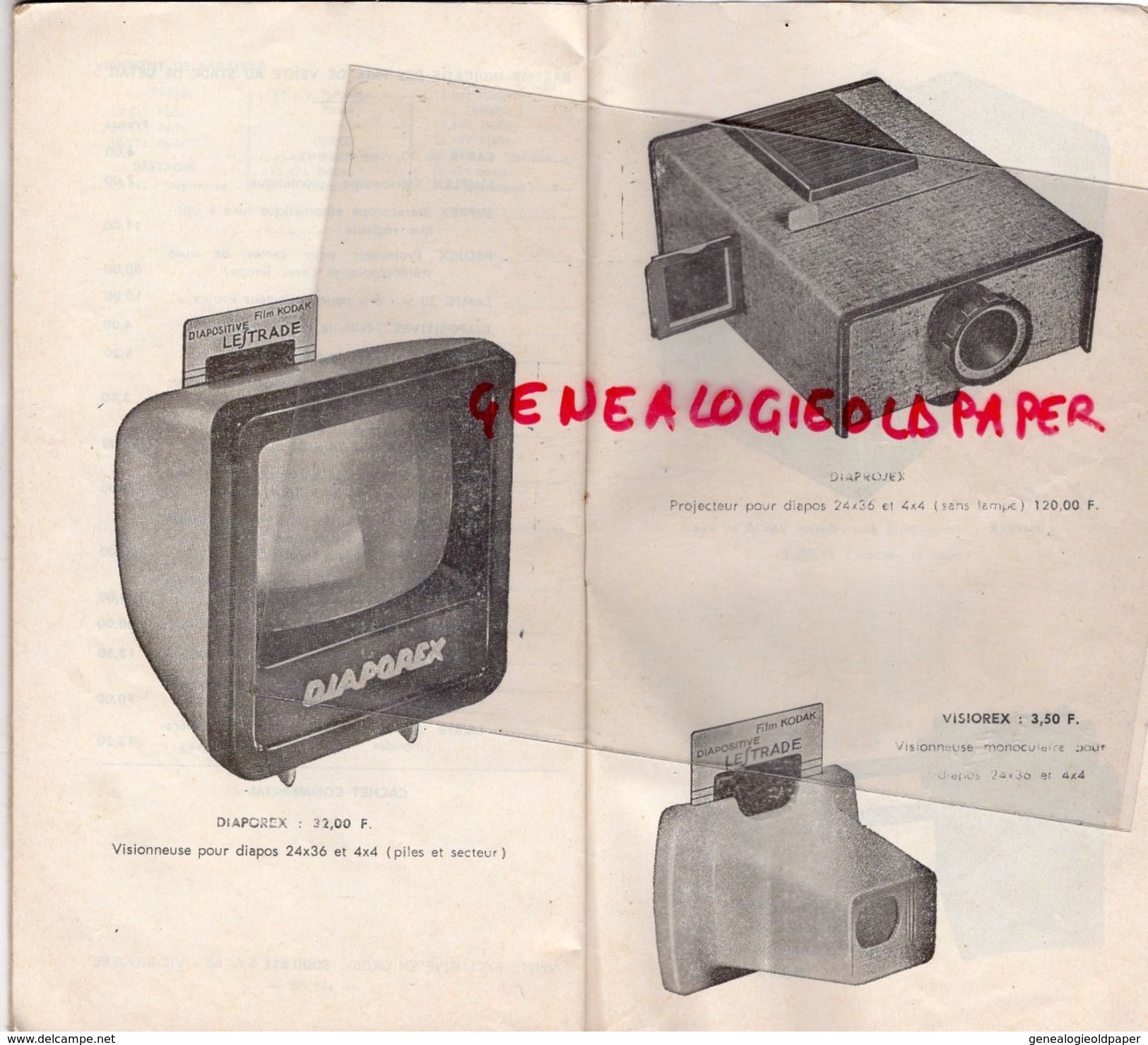 PHOTO- CATALOGUE STEREOSCOPE LESTRADE- DIAPOREX-PROJECTEUR -VISIOREX-VISIONNEUSE LIMINEX-65 VIC SUR BIGORRE