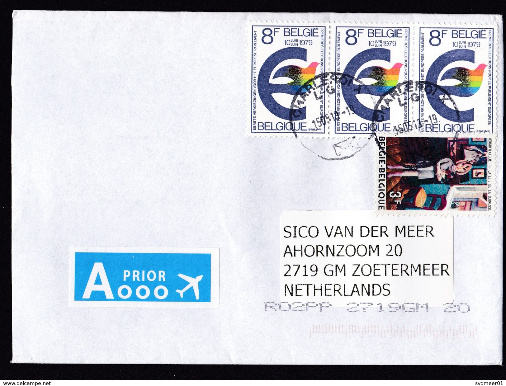 Belgium: Cover To Netherlands, 2013, 4 Stamps, European Parliament, Peace, Child, Priority Label (traces Of Use) - Storia Postale