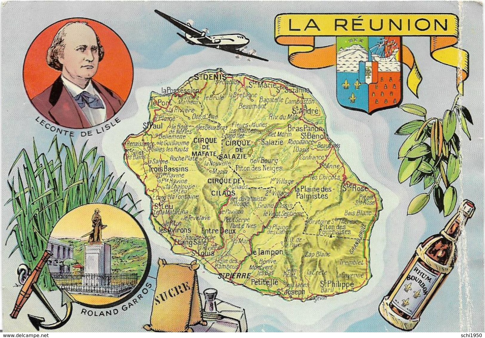 JP ~  CARTE DE LA REUNION Ile Bourdon  . +PUB . - Autres & Non Classés