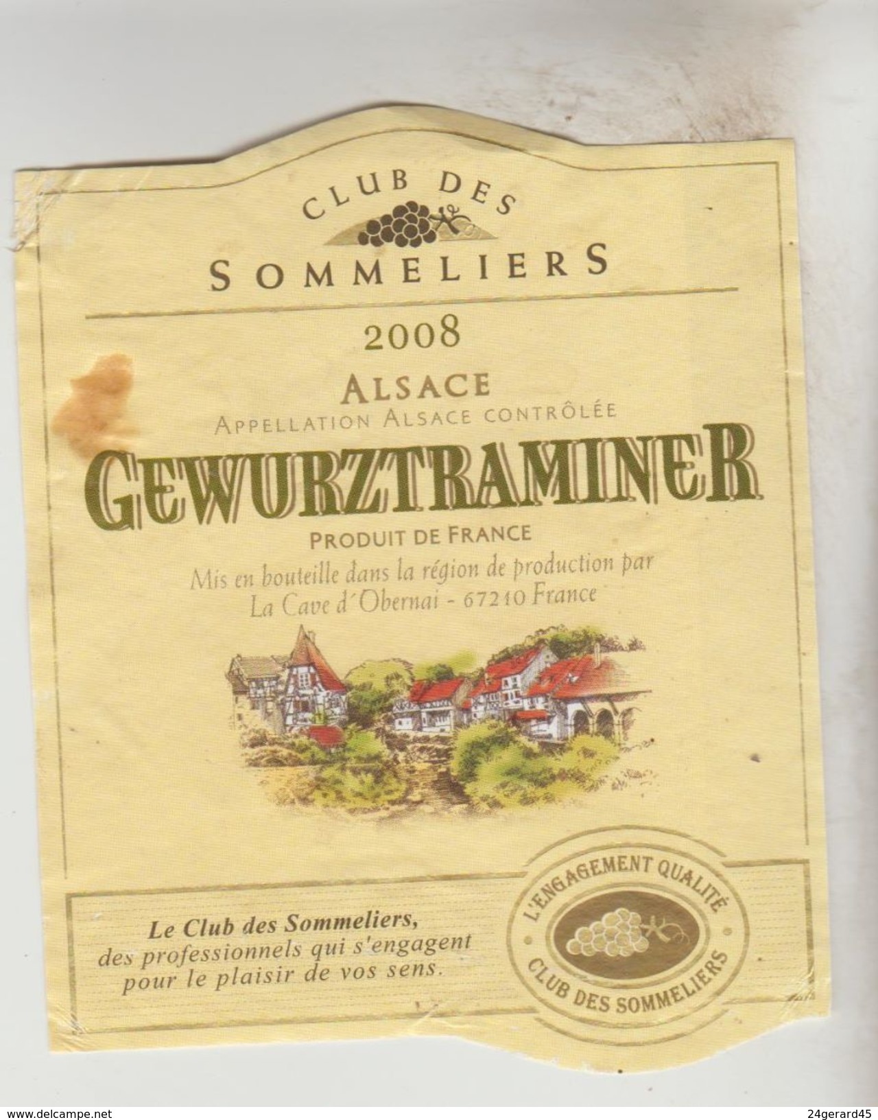 OENOPHILIE 5 ETIQUETTES VINS D'ALSACE - GewurztraminerClub Sommeliers2008, Cave Turckheim2007, E. Preiss, Kaefferkopf200 - Gewurztraminer