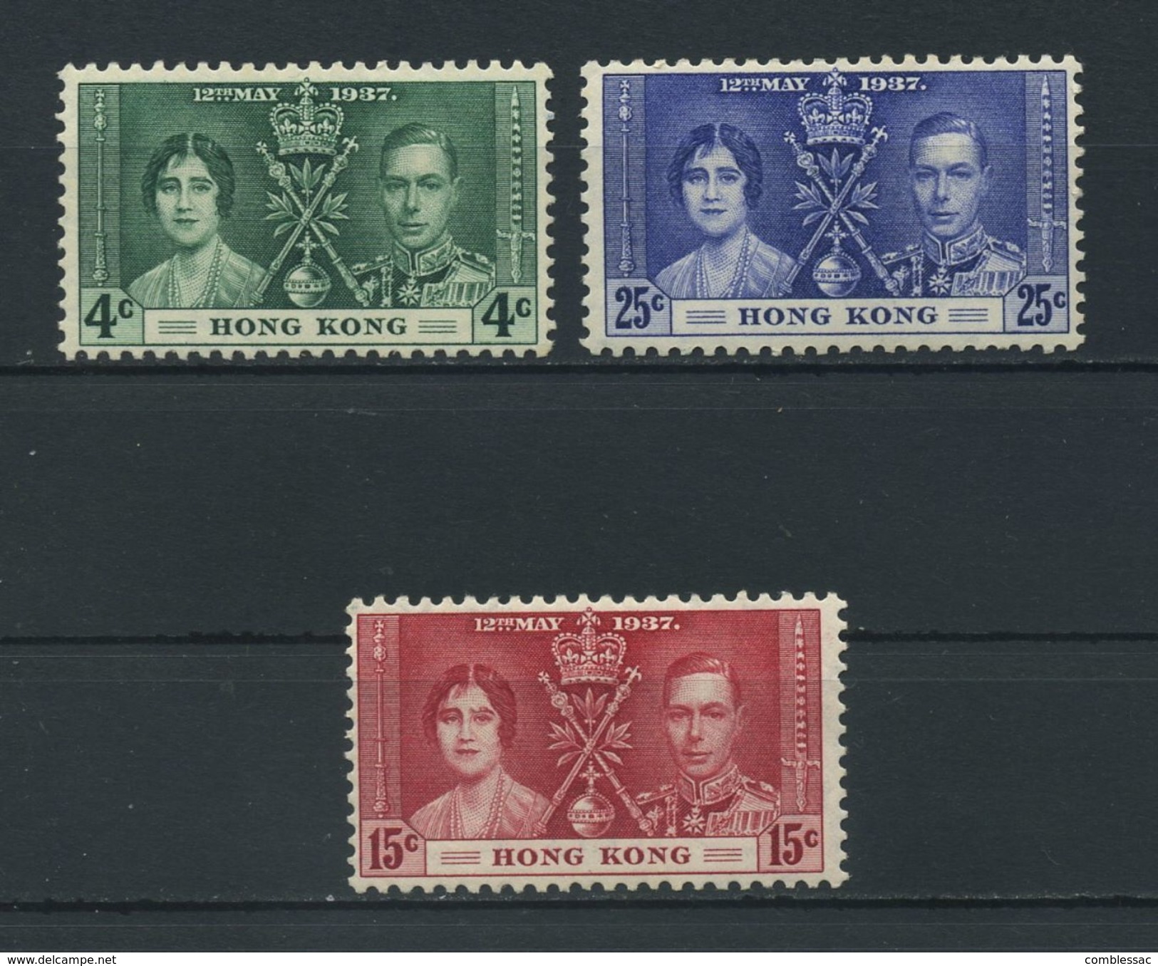 HONG  KONG    1937    Coronation    Set  Of  3    MH - Neufs