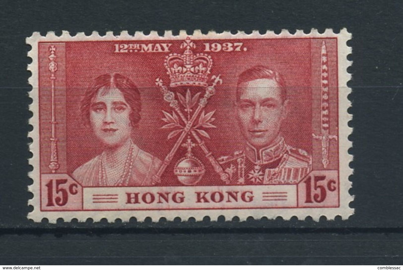 HONG  KONG    1937    Coronation    15c  Carmine    MH - Neufs