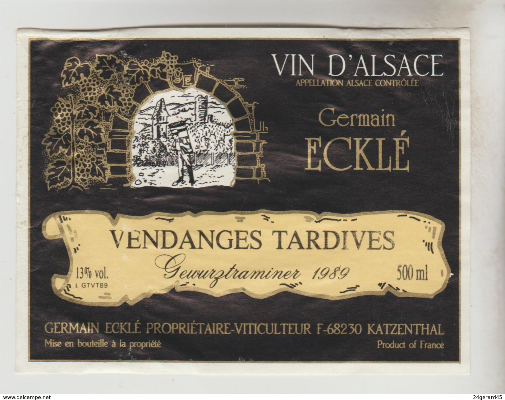 OENOPHILIE 5 ETIQUETTES VINS D'ALSACE - Gewurztraminer G.Eckle89, P. Chanau, A.L Baur, P.Dumoulin Storch, F. Engel 90 - Gewurztraminer