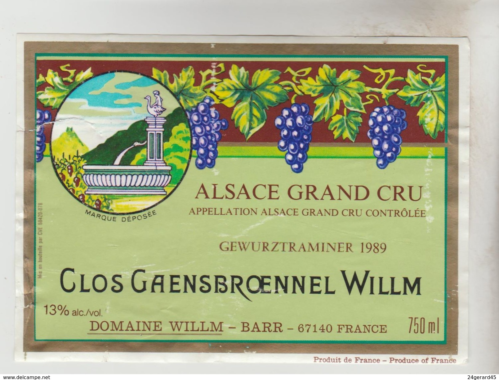 OENOPHILIE 6 ETIQUETTES VINS D'ALSACE - Gewurztraminer A.L Baur, P.Dumoulin Storch(2), Domaine Willm89, P.Boehler, Rosen - Gewurztraminer