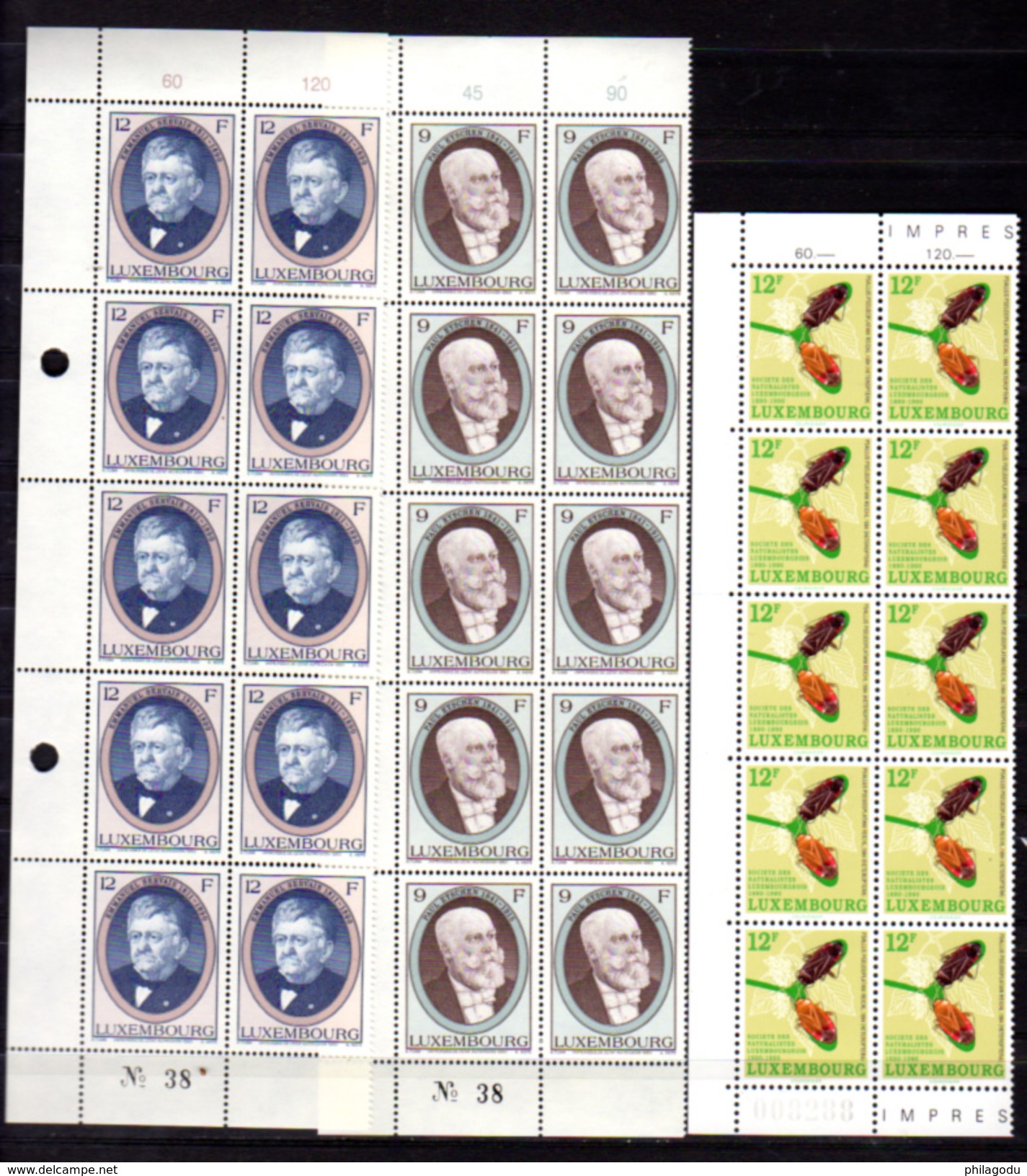 1990   Commémorative, Hommes D’Etat, Naturalistes, 1190 / 1192 – 1195 / 1197 **en Bloc De 10, Cote 62,50 €, - Unused Stamps