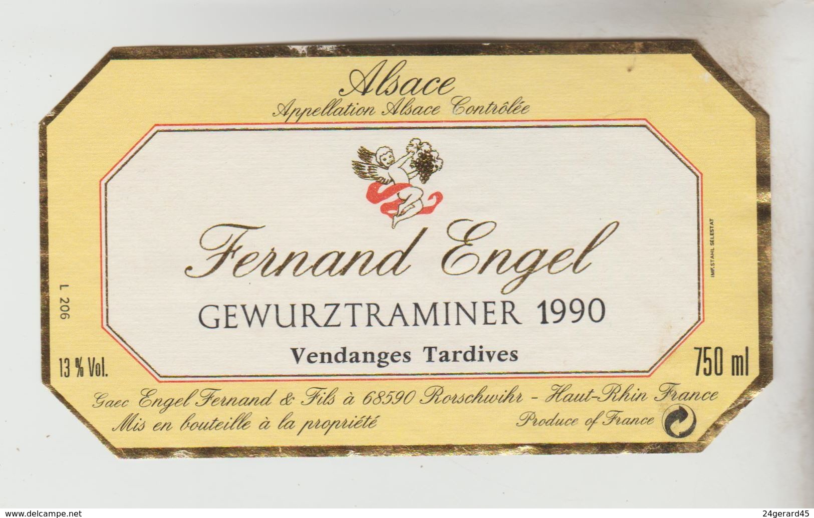 OENOPHILIE 5 ETIQUETTES VINS D'ALSACE - Gewurztraminer Eguisheim, A.L Baur94, Ribeauville 93, F.Engel90, Médaille Colmar