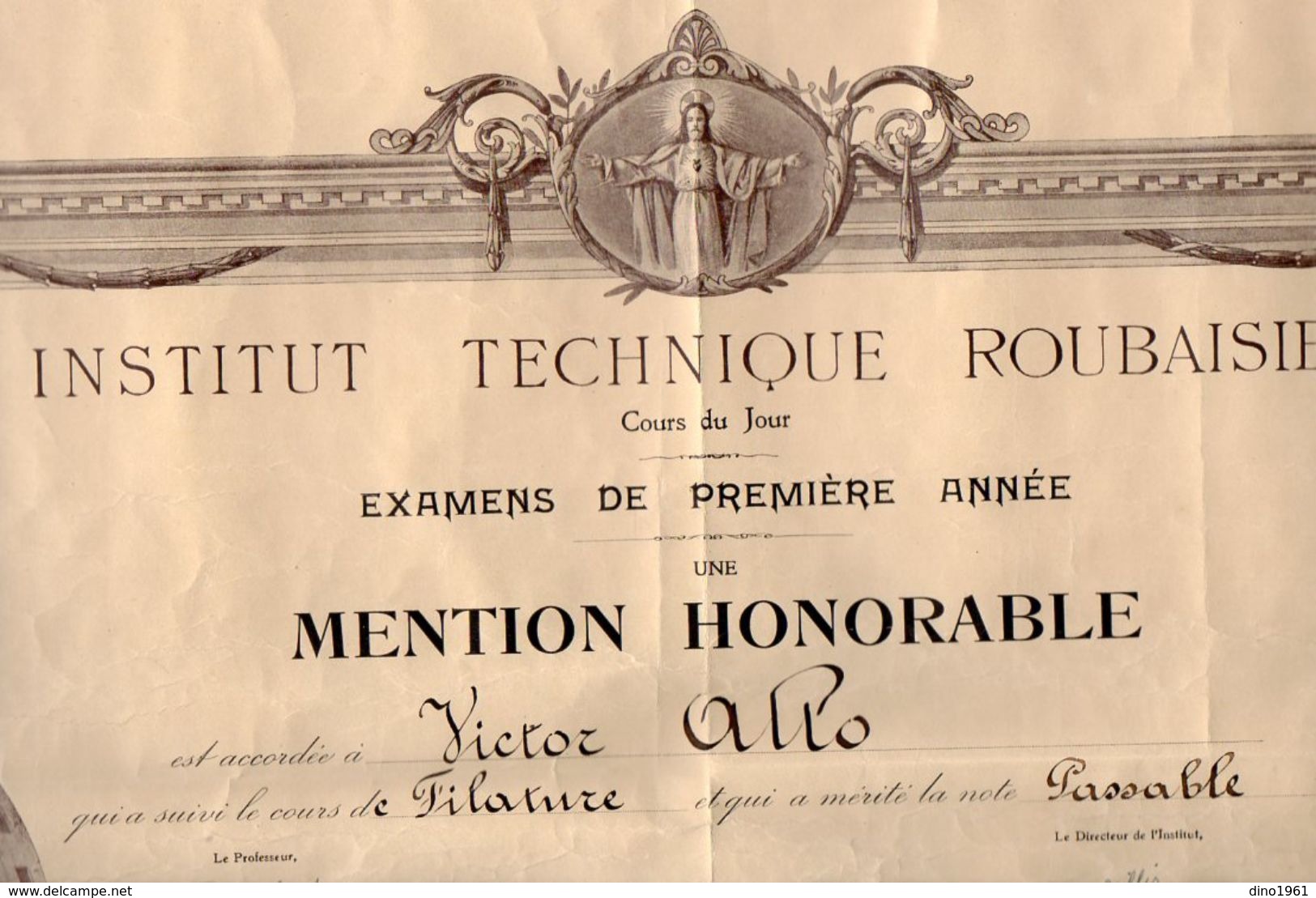 VP11.074 - ROUBAIX 1921 - Superbe Diplôme 53 X 42 - Institut Technique Roubaisien - Filature - Diplomi E Pagelle