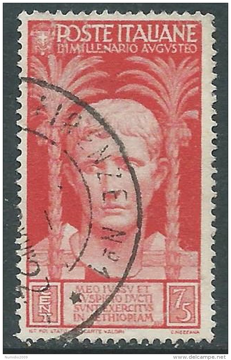 1937 REGNO USATO AUGUSTO 75 CENT - S422-2 - Gebraucht