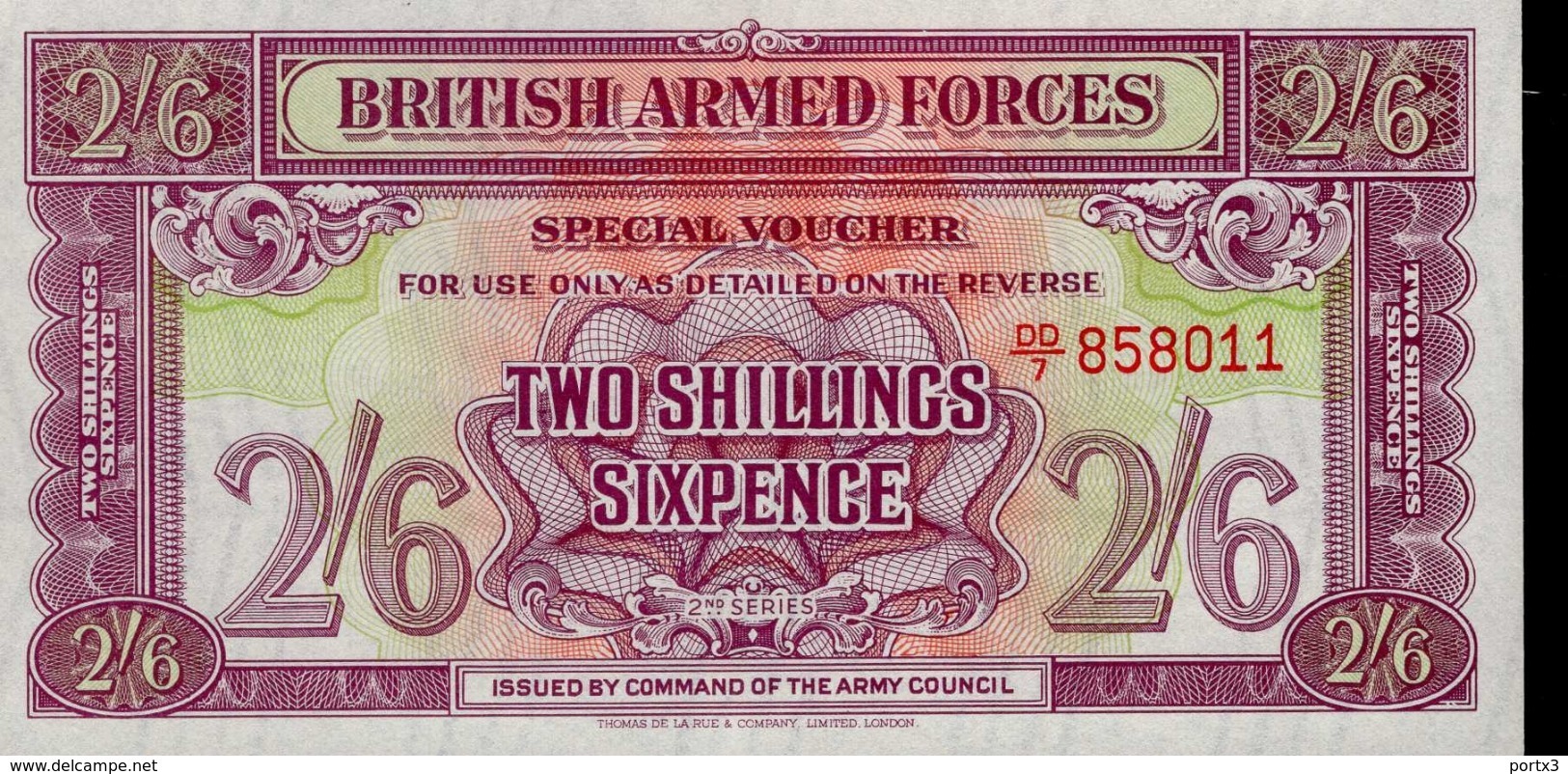 British Banknoten 5 Verschiedene - British Armed Forces & Special Vouchers