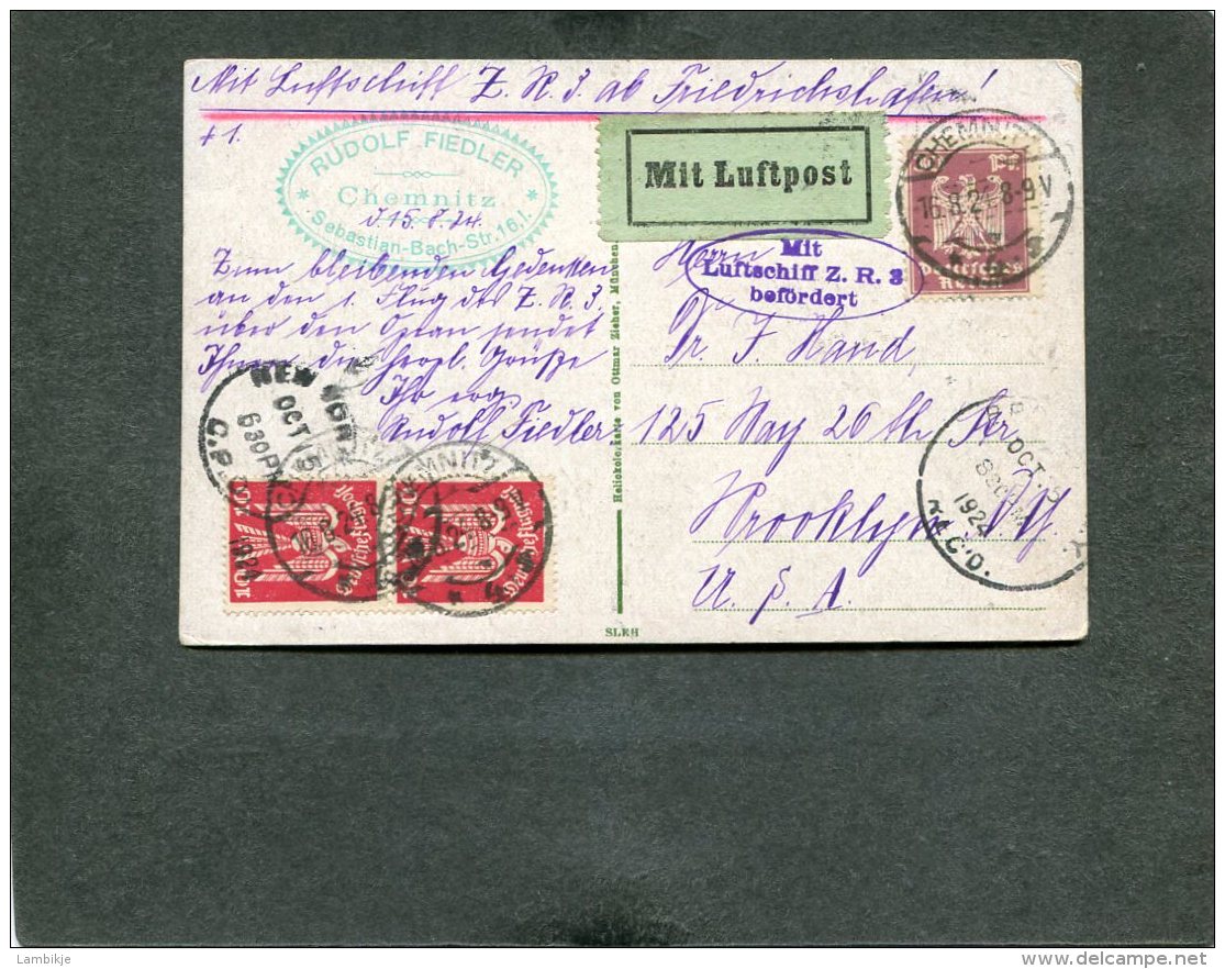 Deutsches Reich Postkarte Zeppelin 1924 ZR3 - Autres & Non Classés