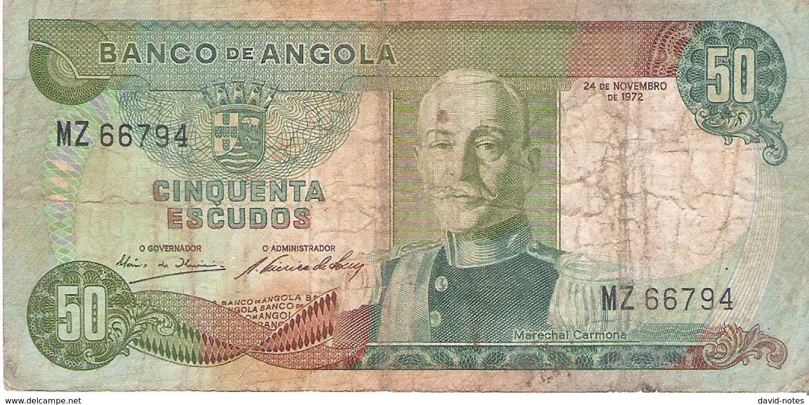 Angola - Pick 100 - 50 Escudos 1972 - VG+ - Angola