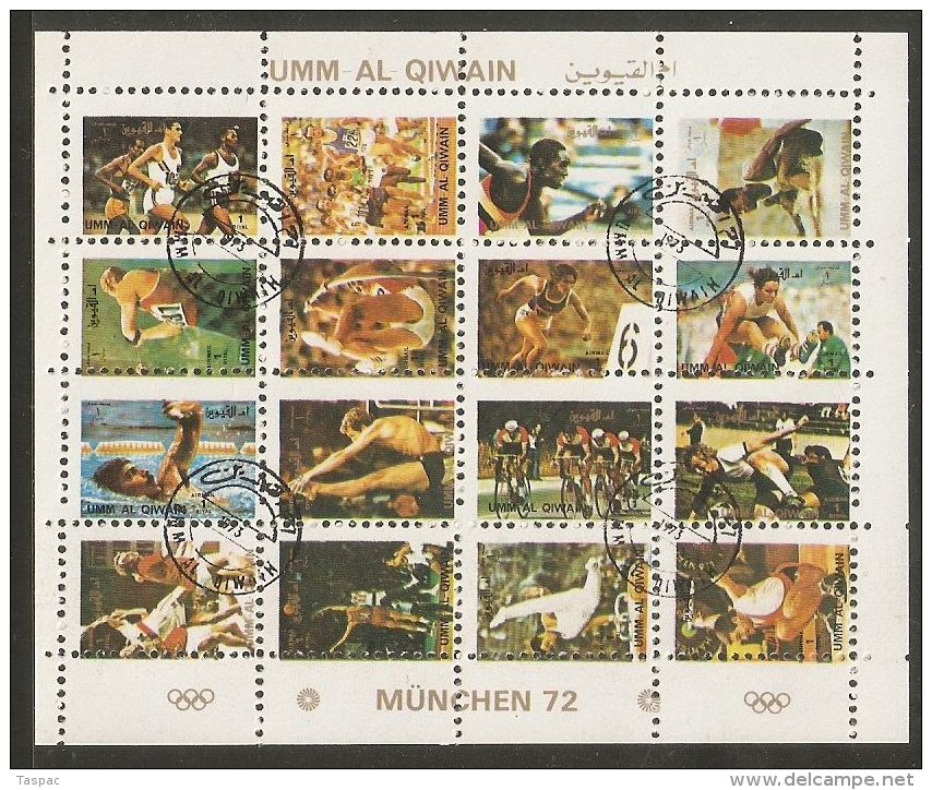 Umm Al-Qiwain 1972 Mi# 954-969 A Zd-Bogen (4 X 4) Used - Small Format - Summer Olympics, Munich - Summer 1972: Munich