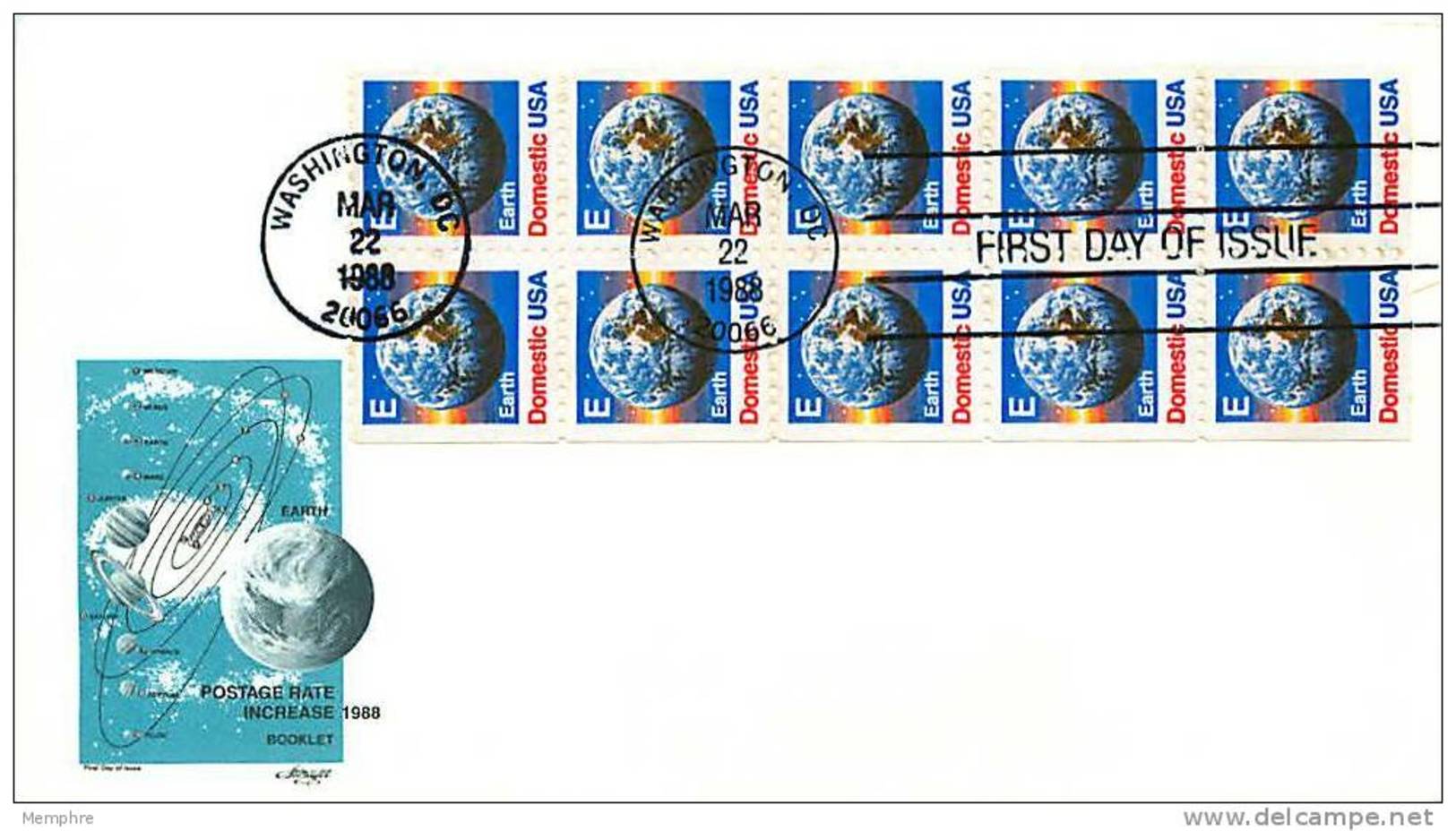 1988  Earth  E Rate  Booklet Pane Of 10  Sc 2282a - 1971-1980