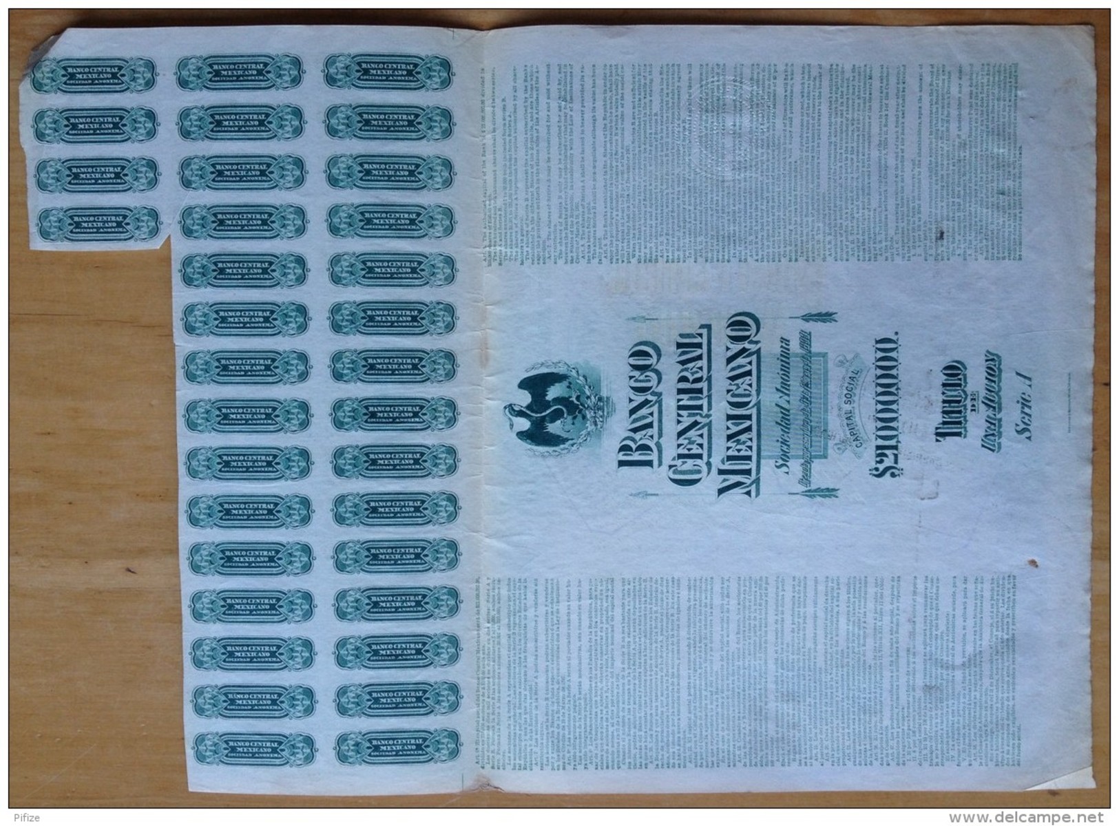 Banco Central Mexicano. Banque Centrale Du Mexique. Action De 100 Pesos 1905. - Bank & Insurance