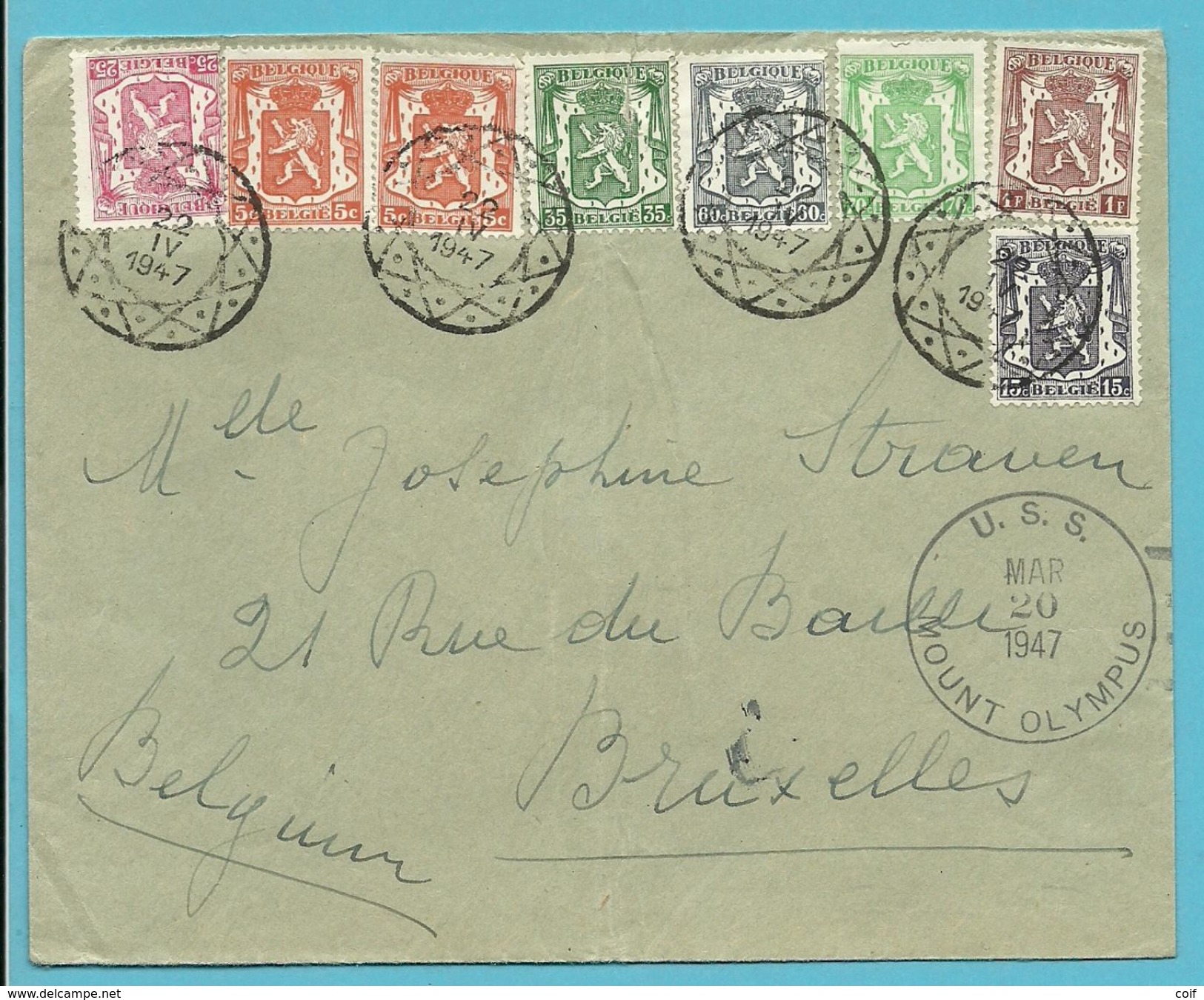 419+421+423+425+527+712+715 Op Brief Ontwaard DIAMANT-stempel, Stempel OPERATION HIGHJUMP ANTARCTIC EXPEDITION.... - 1935-1949 Kleines Staatssiegel