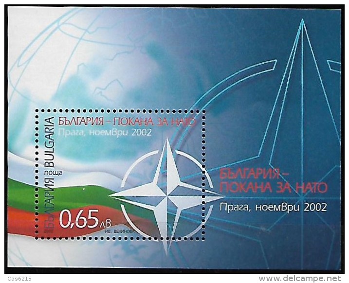 Bulgaria Bulgarie 2002 Invitation à OTAN Prague, 1 Bloc Mnh - NATO