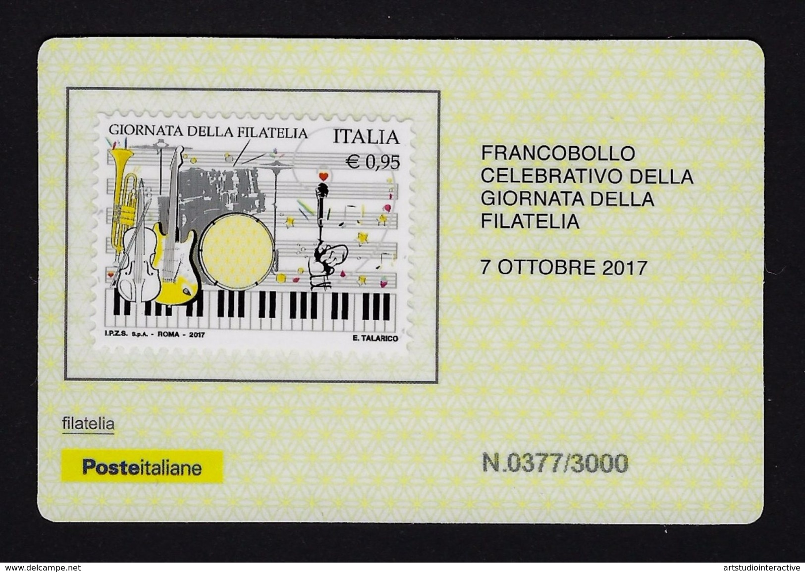 2017 ITALIA REPUBBLICA "GIORNATA DELLA FILATELIA 2017" TESSERA FILATELICA (377/3000) - Cartes Philatéliques