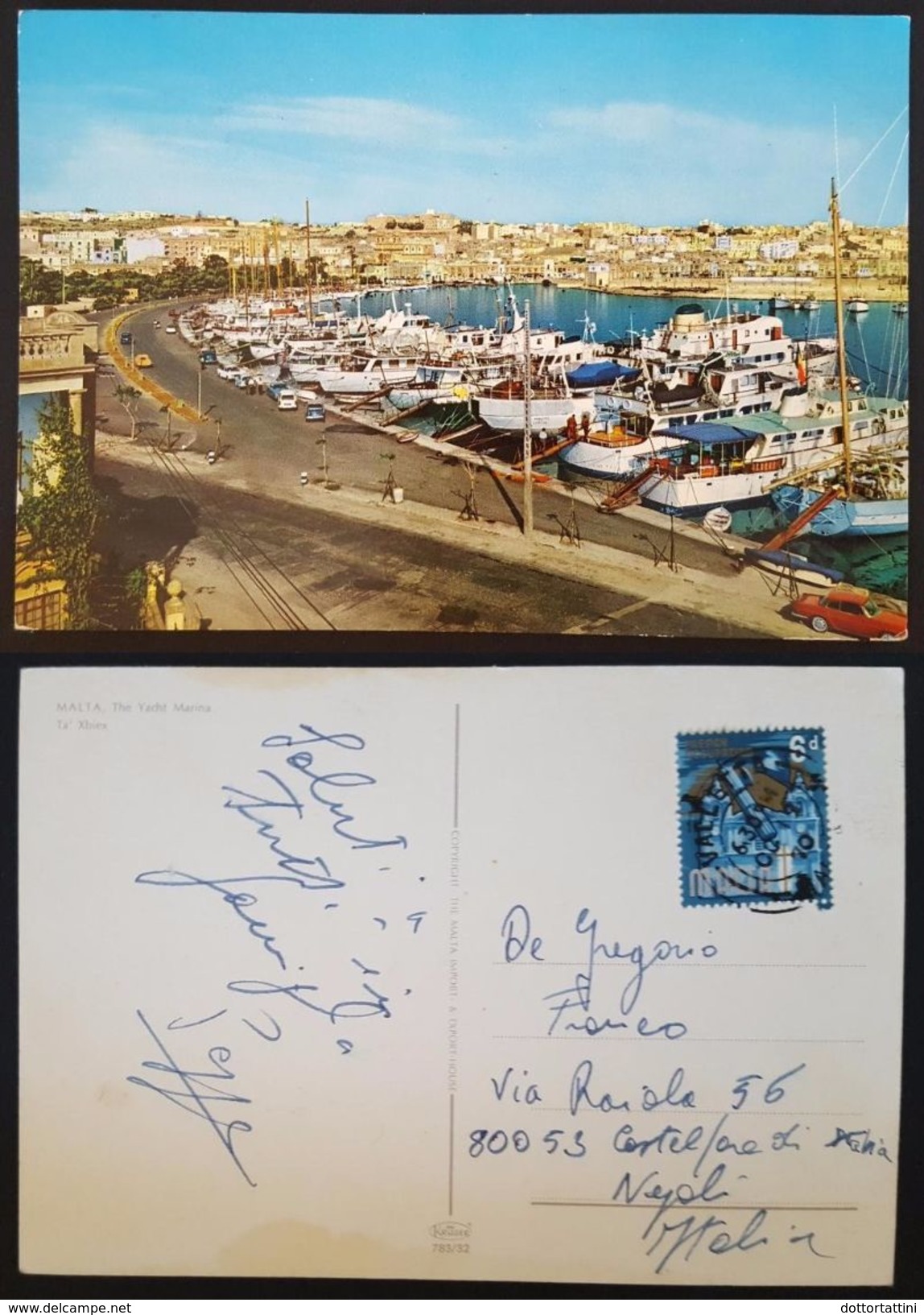 MALTA - THE YACHT MARINA - TA' XBIEX - Boats Cars French Occupation Stamp Vg 1970 - Malta