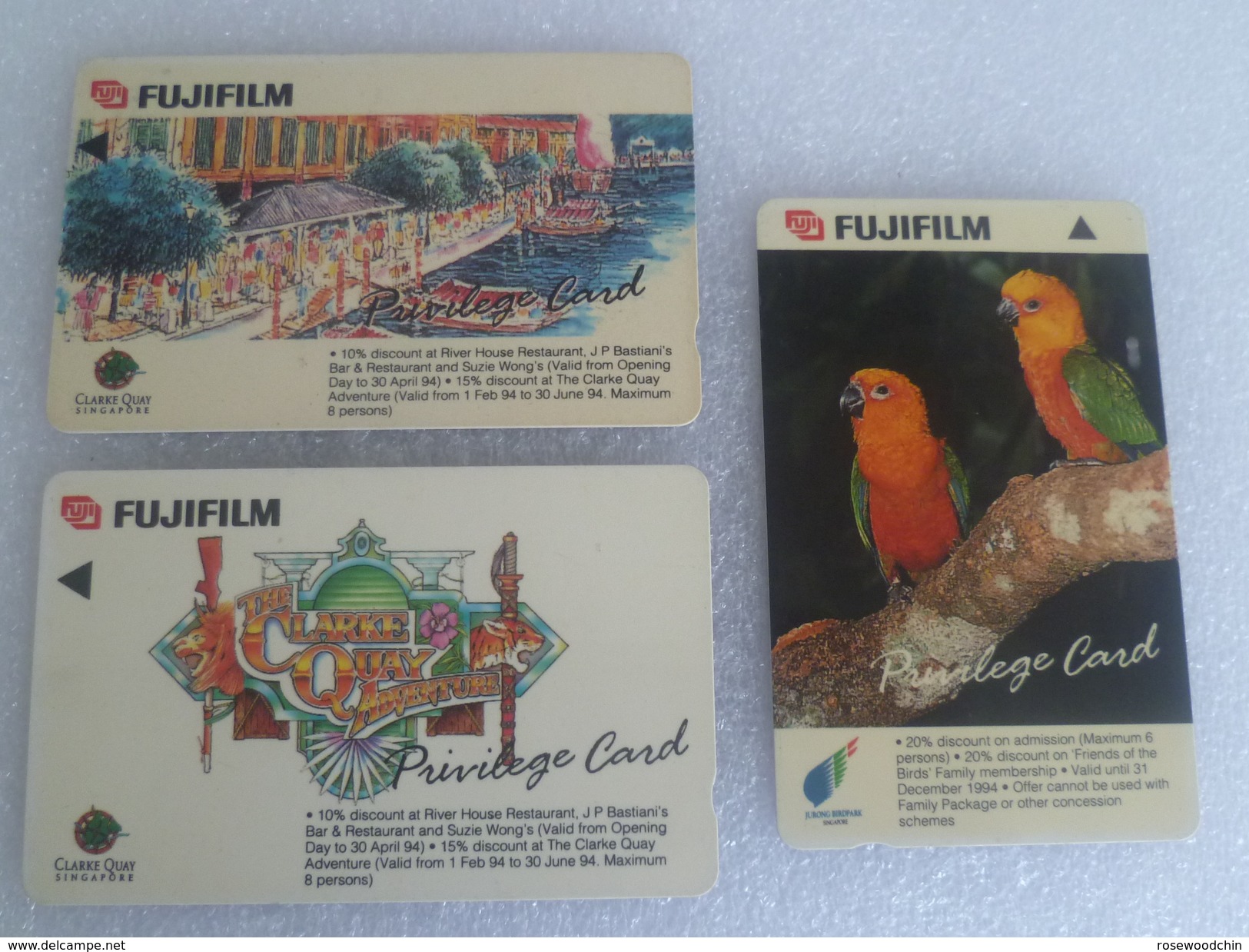 Singapore Phonecard -Set Of 3 Fujifilm Privilege Card Clarke Quay & Jurong Birdpark (#102) - Unclassified