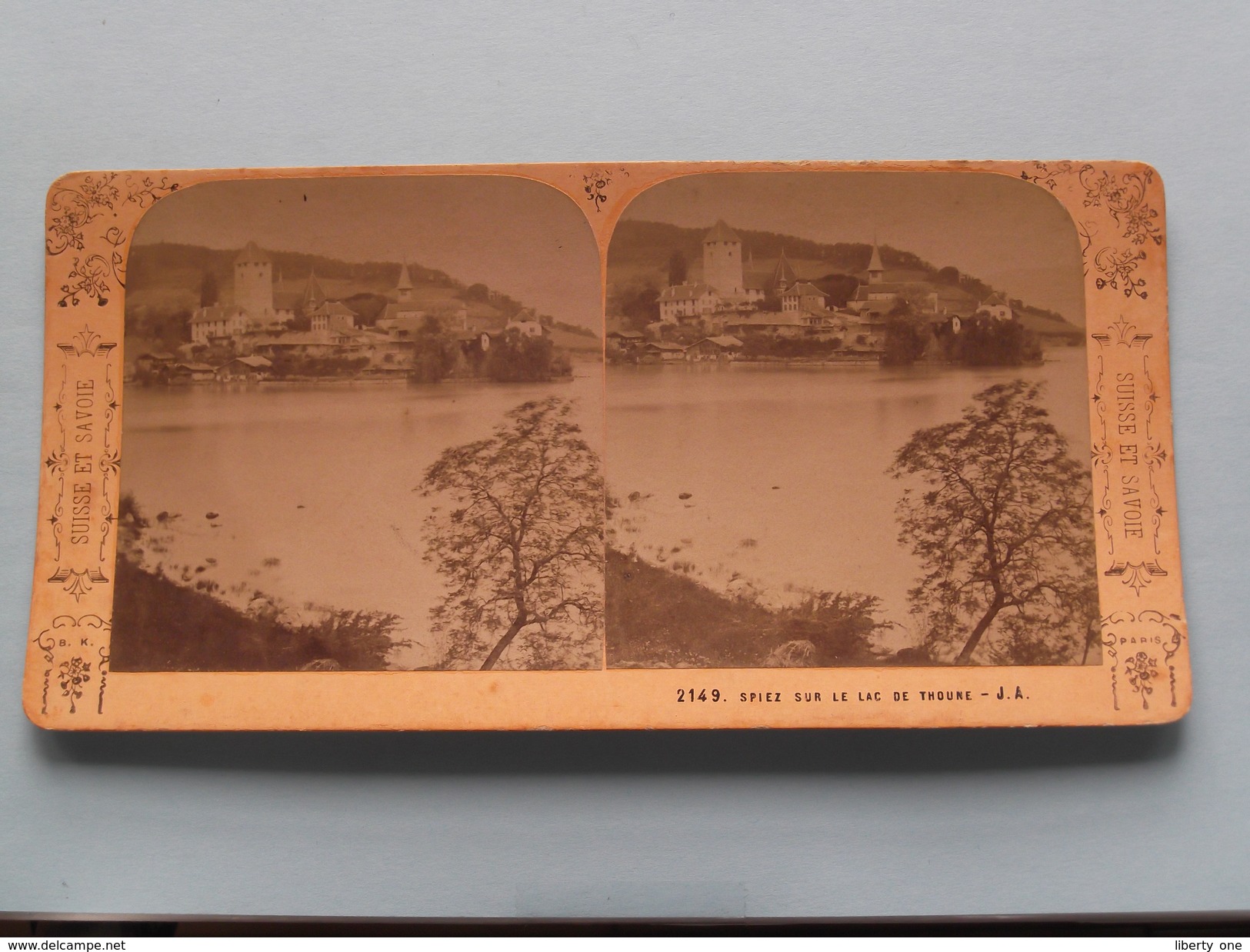 SPIEZ Sur Le LAC De THOUNE - J.A. (2149) Stereo Photo Suisse Et Savoie ( Voir Photo Pour Detail ) ! - Photos Stéréoscopiques