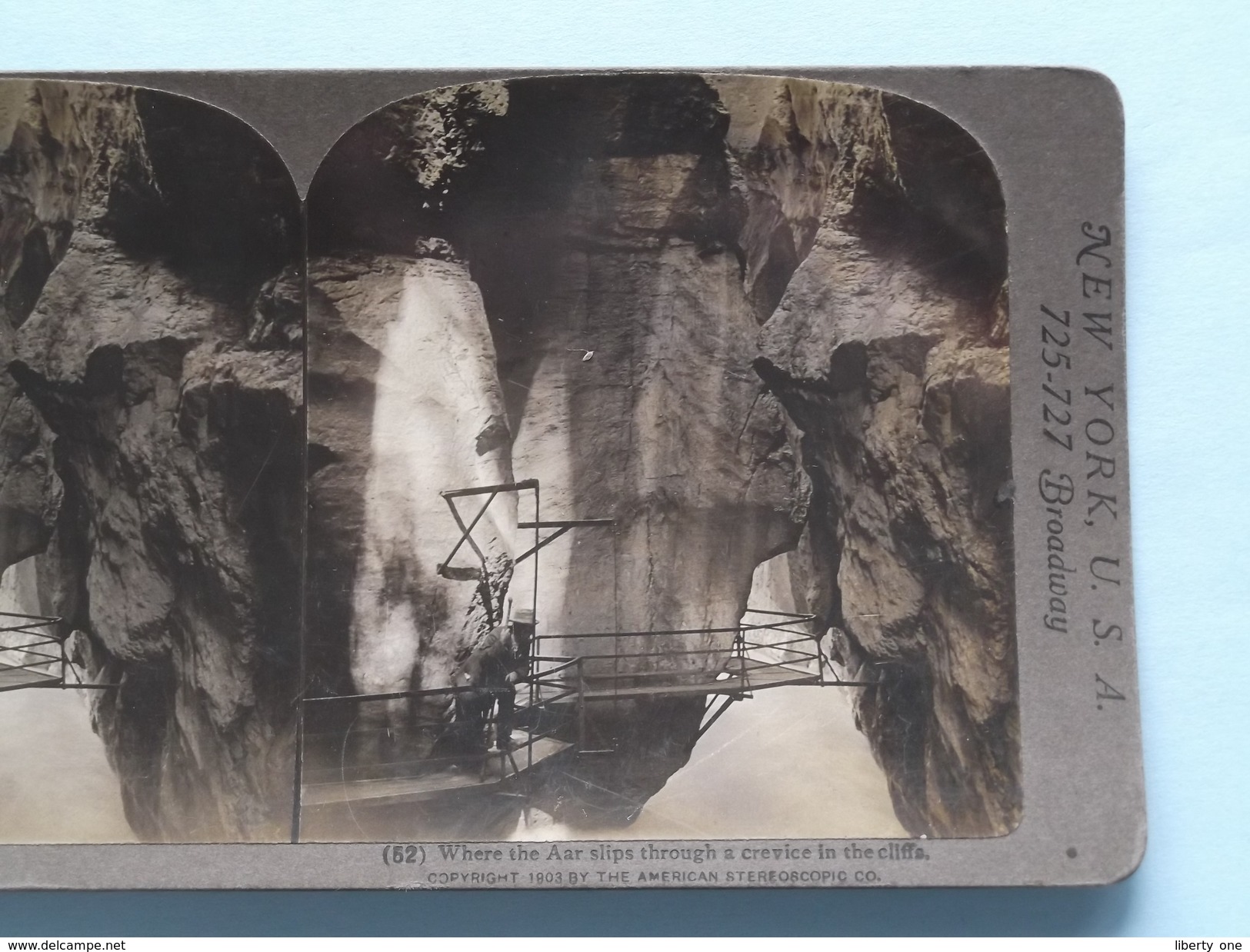 Where The AAR Slips Through A Crevice In The Cliffs(52) Stereo Photo American Stereoscopic ( Voir Photo Pour Detail ) ! - Photos Stéréoscopiques