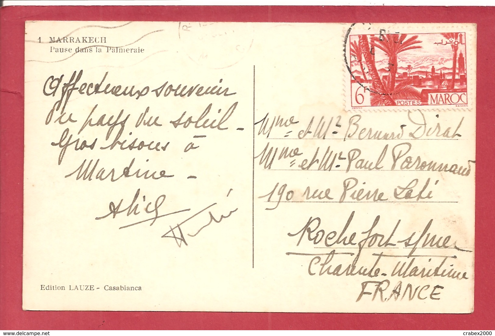 Y&T N°258 MARRAKECH    Vers  FRANCE 1950 2 SCANS - Briefe U. Dokumente